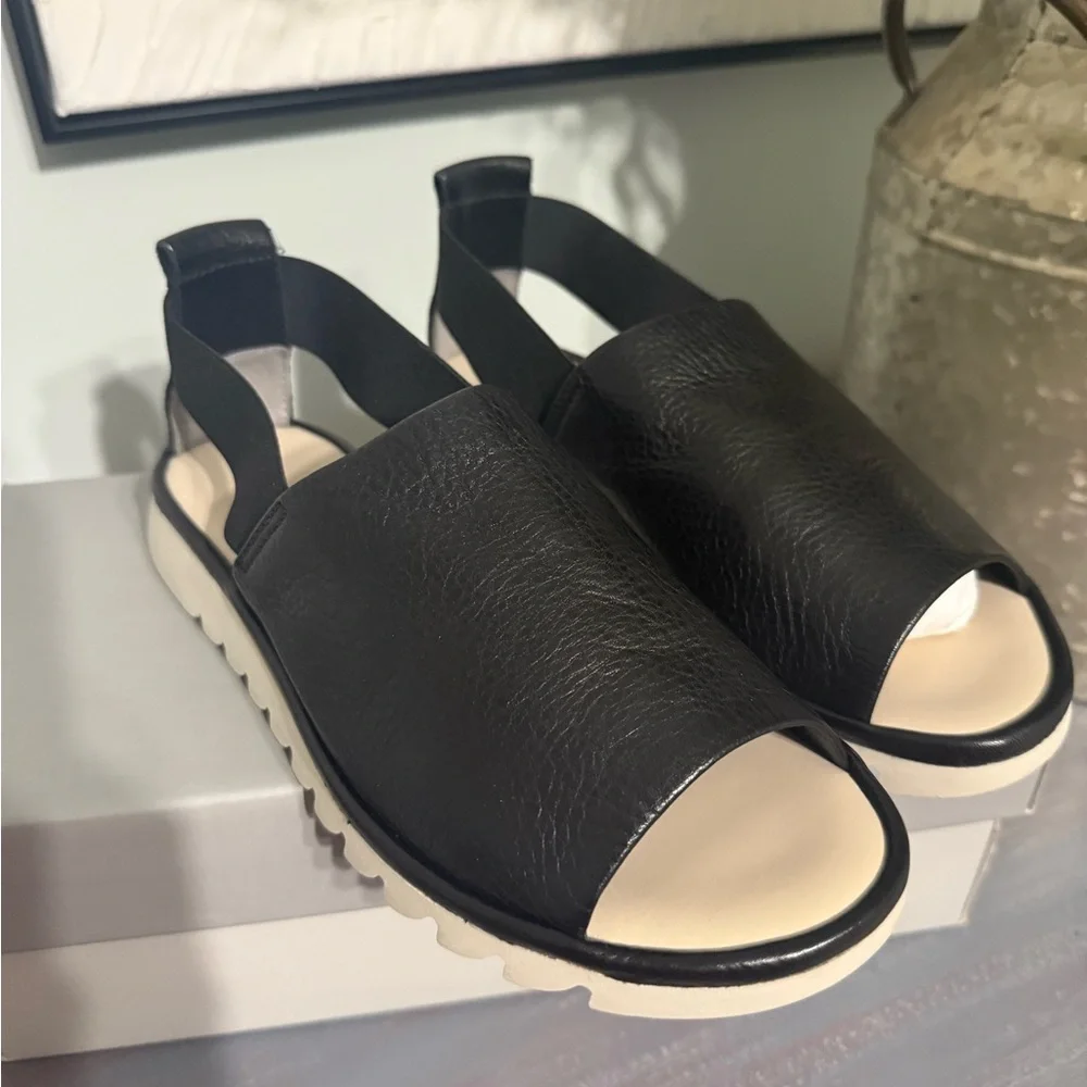 The Flexx Black Leather Sandals with Cream Sole New - Picture 2 of 11